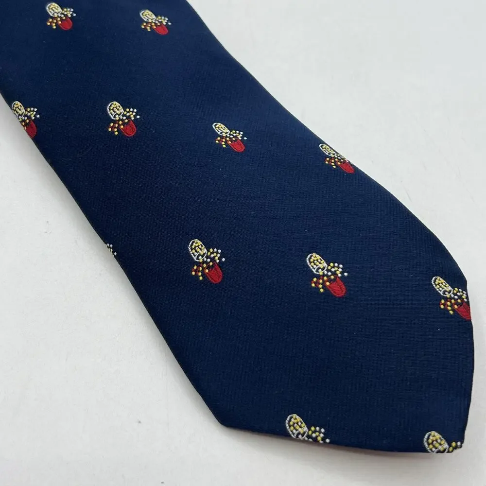 Vintage Contac Pill Capsule Neck Tie Navy Red Pharma Medication USA Doctor